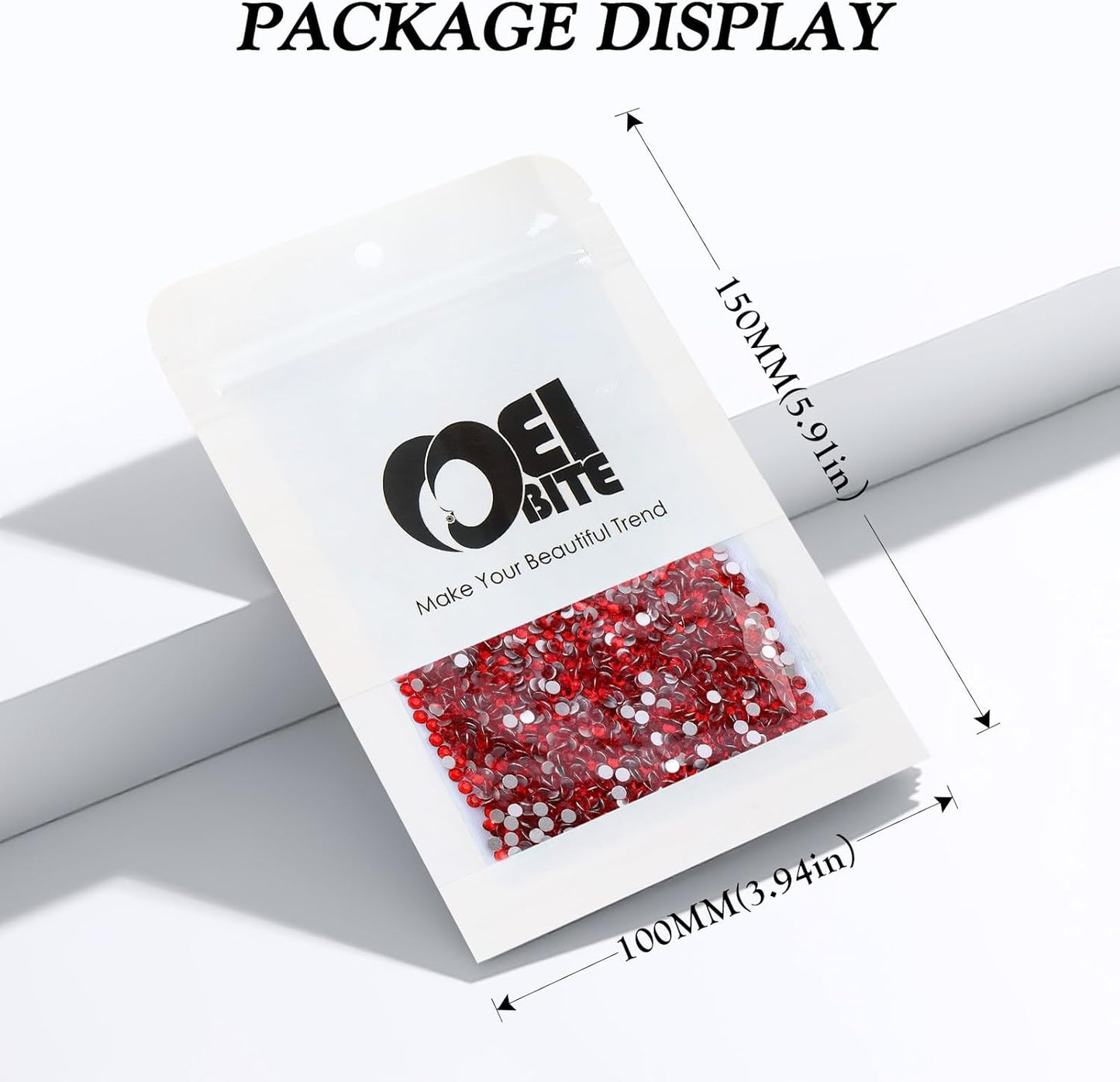 Red Flatback Rhinestones, Glass Rhinestones for Nail Art and Craft, Glue Fix, Loose Crystal Gemstones(Red, SS4, 2880pcs, 1.5-1.7mm)