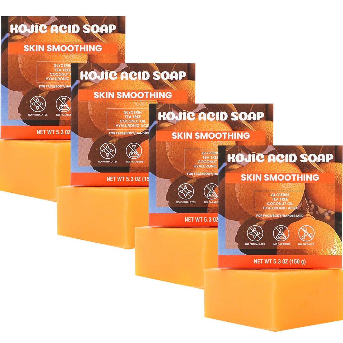 Rinse & Robust Mens Bar Soap 4Pcs Natural Soap Bar Set with Tea Tree & Glycerin, Moisturizing Face Body Hand Beard Wash, Citrus Scent Gift for Men | 5.3 oz of 4 Bars