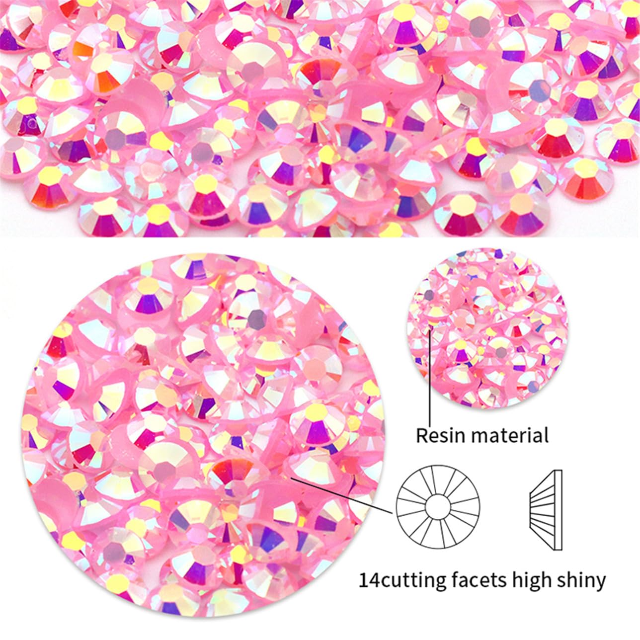 2250 Pcs SS16 4mm AB Flatback Rhinestones for Nails Art Crafts Glitter Round Shine Gems Crystals DIY Clothes Shoes （Black-Bottom Purple Red AB）