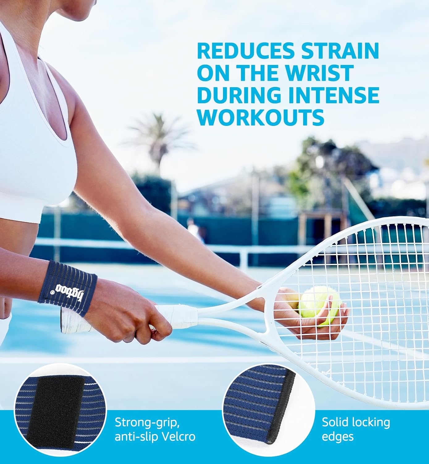 Compression Wrist Bands (2 PCS), High-Elastic Straps Wrist Wraps Wrist Brace for Sports Weightlifting Tennis Basketball Tendonitis Carpal Tunnel Arthritis - Breathable Fabric (Navy Blue)