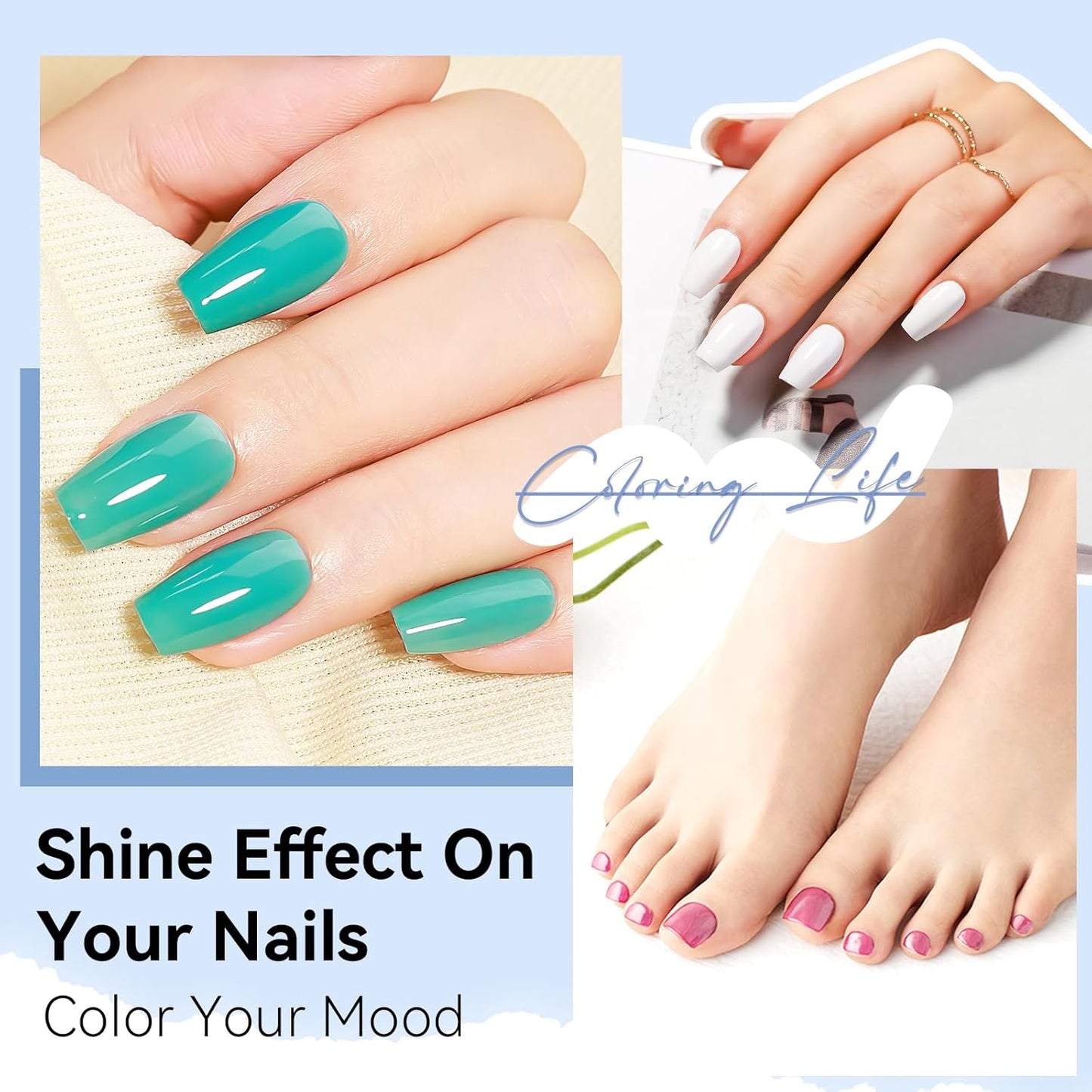 MIZHSE Quick Dry Nail Polish Set, Regular Nail Polish 6 Classic Colors of Milky White Pink Purple Blue Green, Air Dry Nail Lacquer Fingernail Polish for Women, Manicure DIY Nail Art Salon Ideal Gift