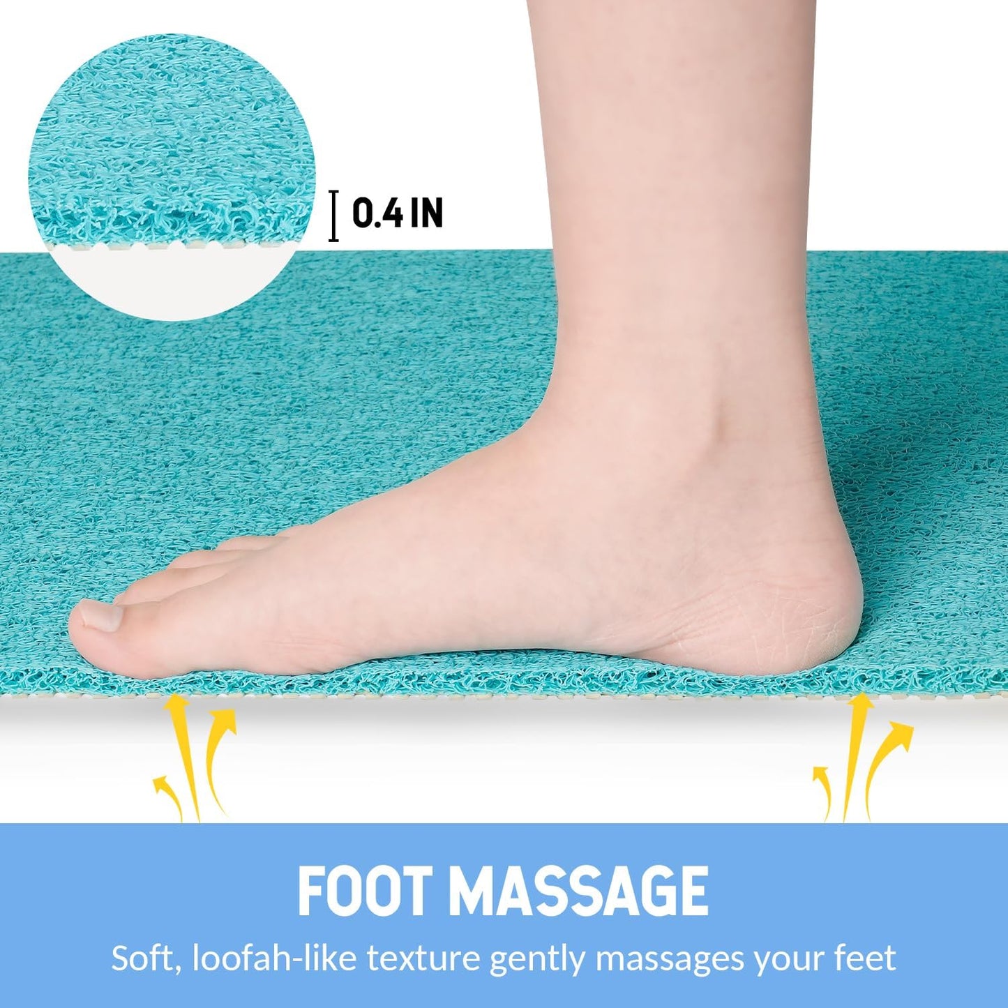 Non-Slip Bathtub Mat, 2 Pack Anti Slip Shower Mat, Fast Drying Bathtub Mats, Foot Scrubber Mat, Anti Slip Mat for Tub, Floor, Bathroom, Kitchen, Home, Hotel (Turquoise Blue 24"×16"+24"×16")