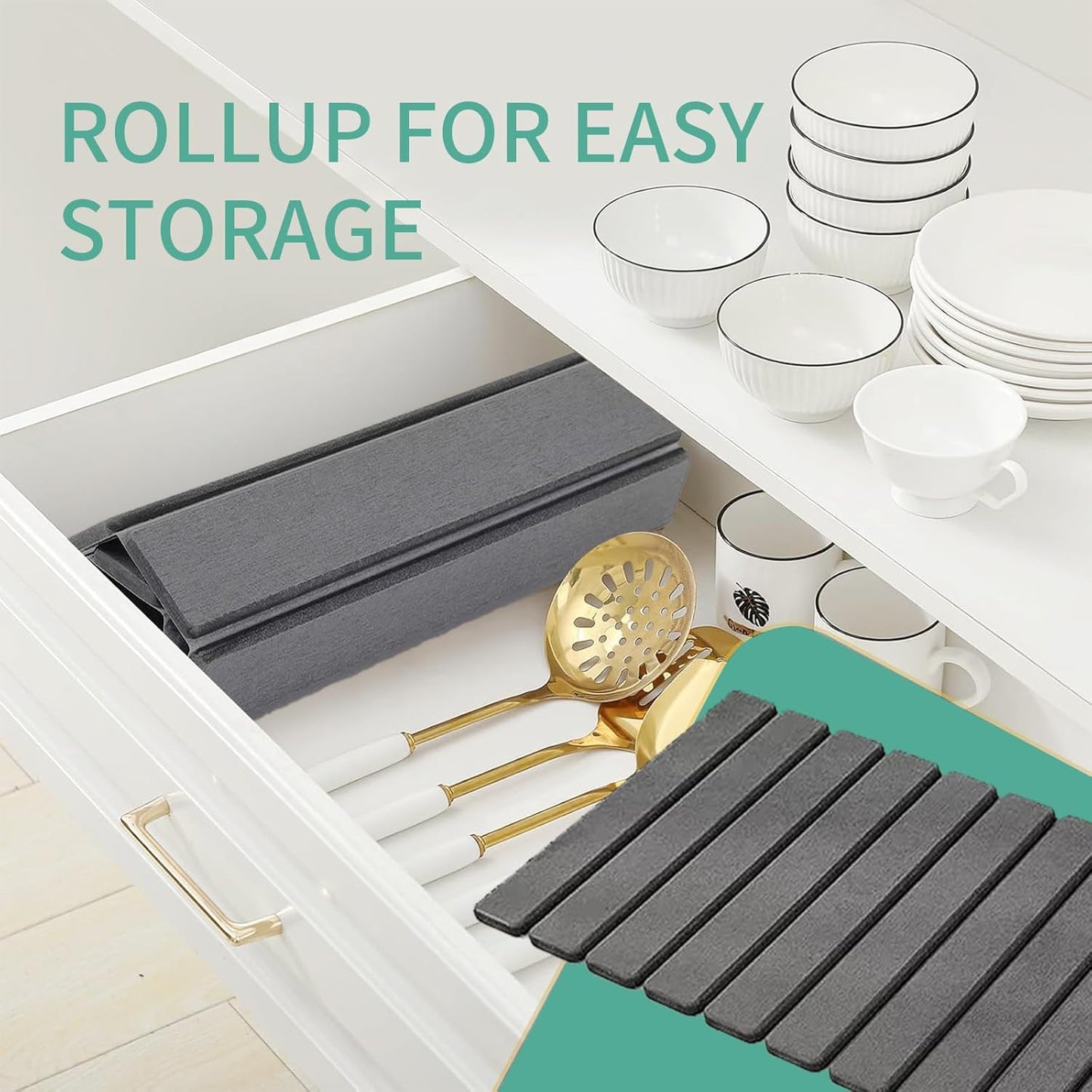 Stone Drying Mat for Kitchen Counter, Collapsible Dish Drying Mat, Fast Drying Diatomaceous Earth Dish Drying Mats, Water Absorbent Diatomite Kitchen Mat