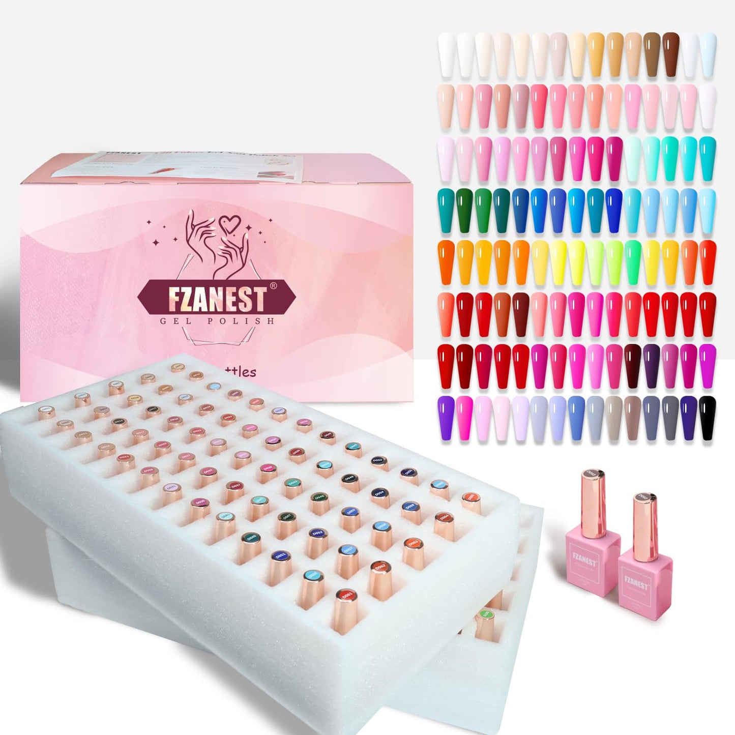 FZANEST 130Pcs 15ml Gel Nail Polish Set With Rubber Base Top Matte Coat 120 Colors Pink Nude Red Blue White All Seasons Gel Polish Kit Nail Art Starter For Nail Salon Home Gifts for Women and Girls