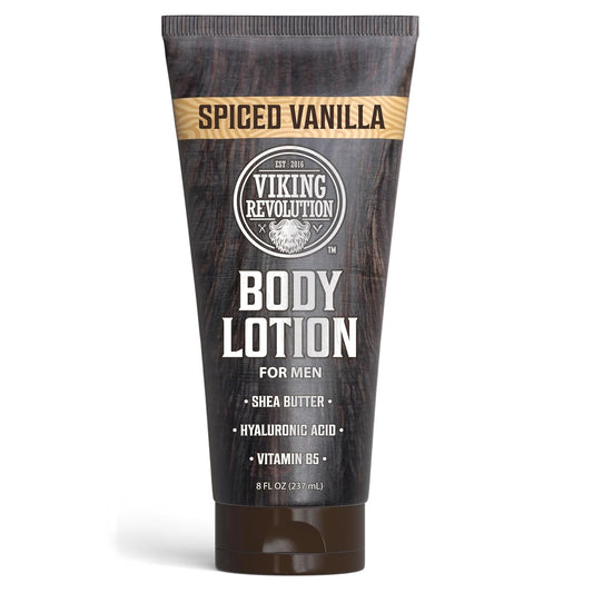 Viking Revolution Spiced Vanilla Body Lotion for Men – Mens Lotion for Dry Skin with Shea Butter, Hyaluronic Acid and Vitamin B5 – Nourishing Mens Body Lotion for Hydrated and Smooth Skin - 8oz,1 Pack