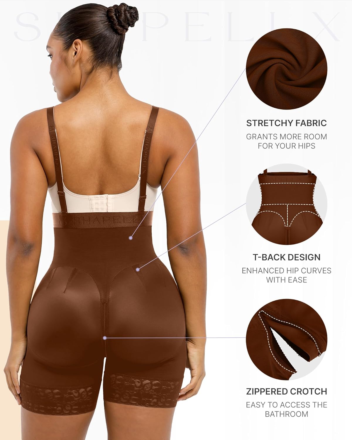 SHAPELLX Shapewear Tummy Control Fajas Colombianas Body Shaper for Women Butt Lift Bodysuit