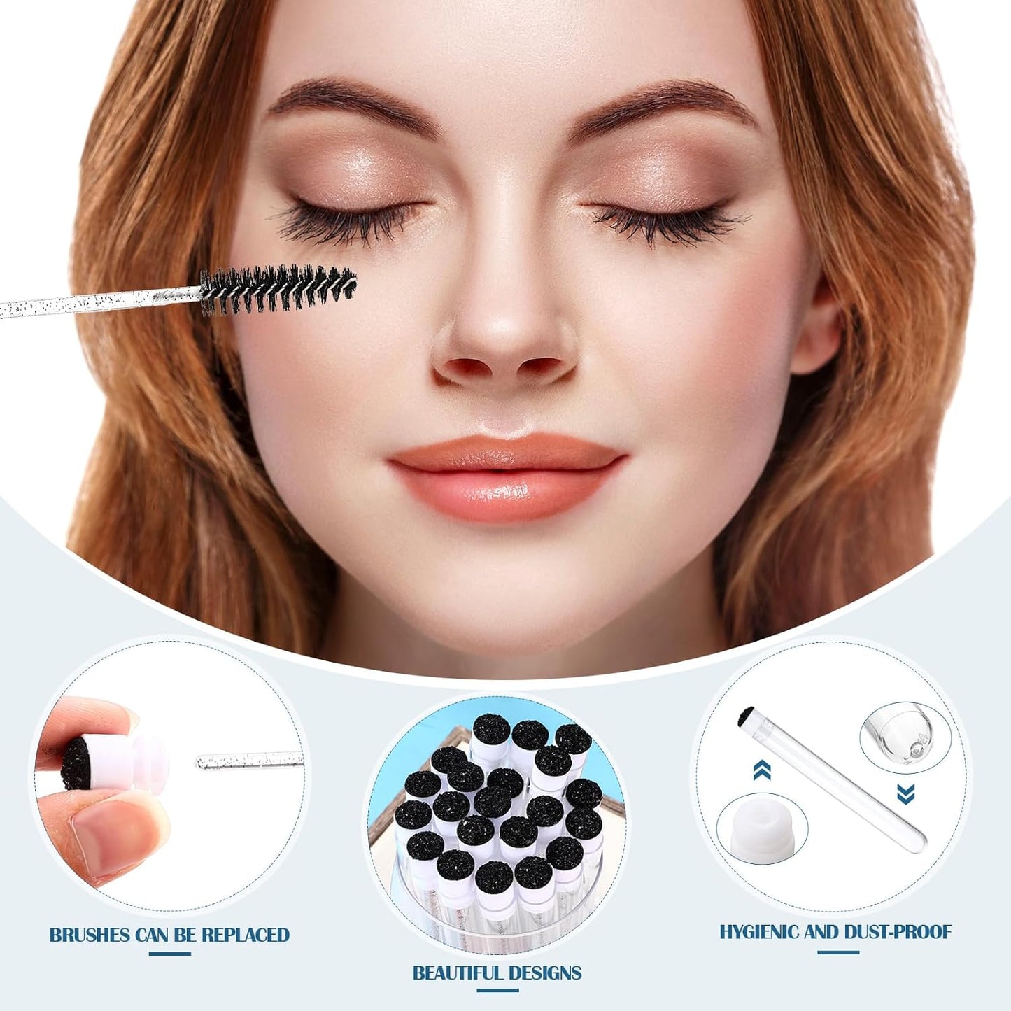 Patelai 80 Pieces Disposable Mascara Brushes Tubes Set, 40 Pcs Empty Mascara Wand Tube with 40 Pcs Eyelash Brush Makeup Tool for Eyelash Extension (Black Sequins Style)