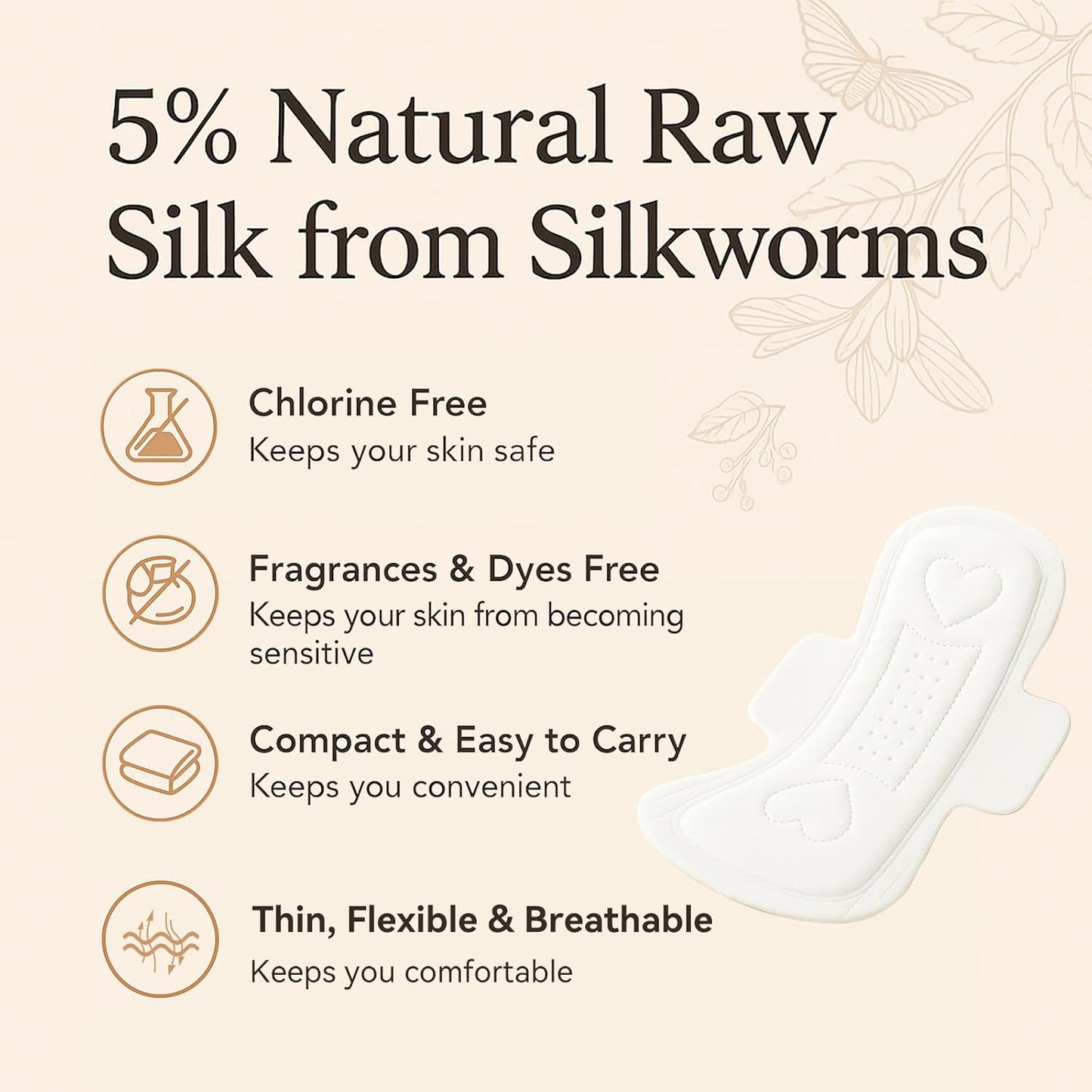 MODAL Panty Liners for Women, Unscented Sanitary Pads with Wings, Daily Thin Panty Liners, 7.5 Inch(190 mm), Mini, 10 Count