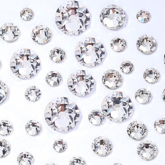 Novani Clear Rhinestones Flat Back Round Rhinestone Style 2088 Sparkly Crystal Gemstones for Makeup Nail Art Crafting,Mixed Small Size(SS6-SS20)