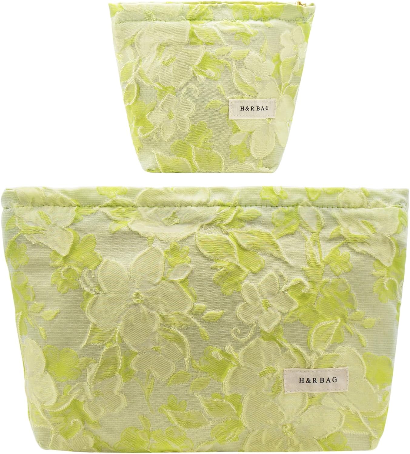 2 Pcs Makeup Bags, Large Cosmetic Bag Travel Toiletry Bag Organizer for Women, Embroidery Craft, Floral Makeup Bag Small Cosmetic Pouch Purse with Zipper Gifts for Girls Teen