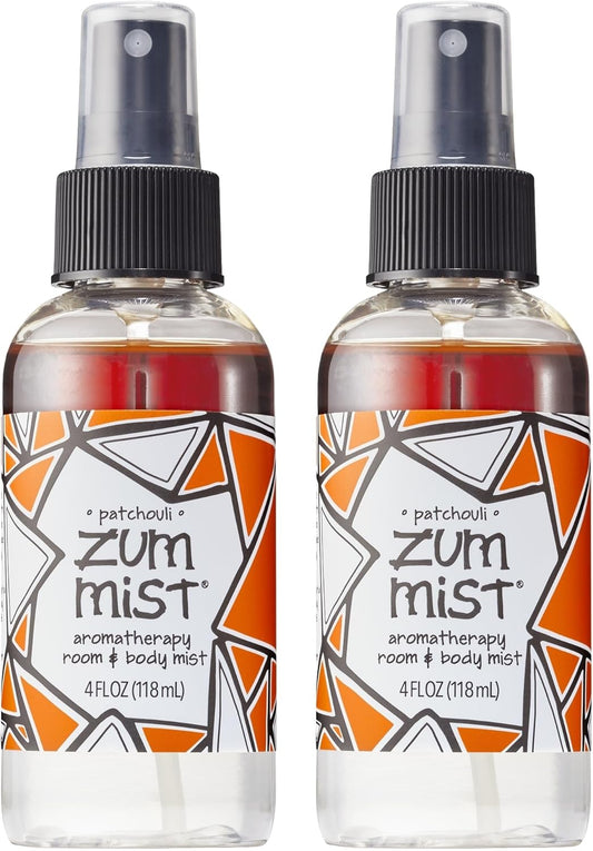 Indigo Wild Zum Mist Room & Body Spray - Aromatherapy Essential Oil Spray - Natural Body Mist & Room Spray - Patchouli Scent - 4 fl oz (2 Pack)