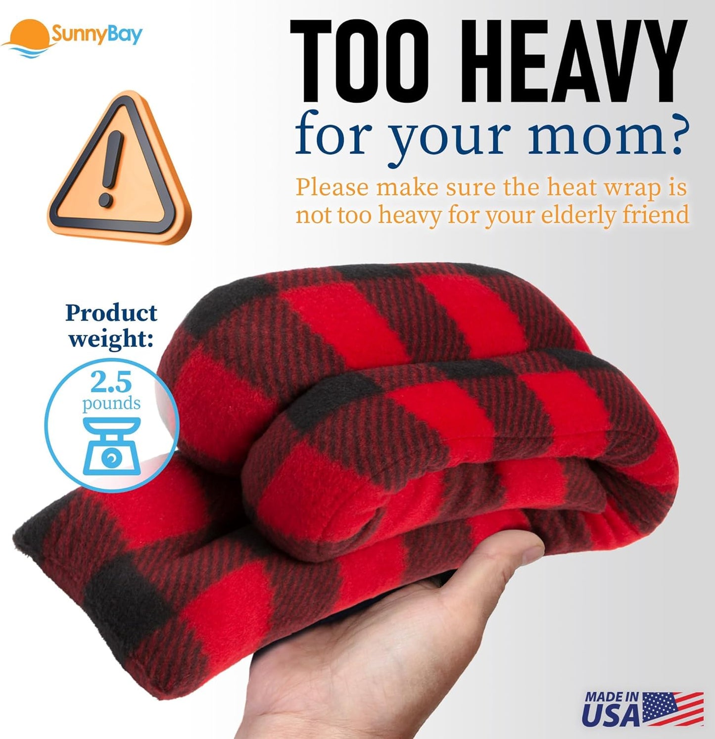 SunnyBay Microwave Heating Pad for Neck and Shoulders, Versatile Bean Bag Moist Heating Pad, Microwavable Neck Wrap and Cool Pack for Deep Pain Relief, Weighted Hot or Cold Therapy (Buffalo)