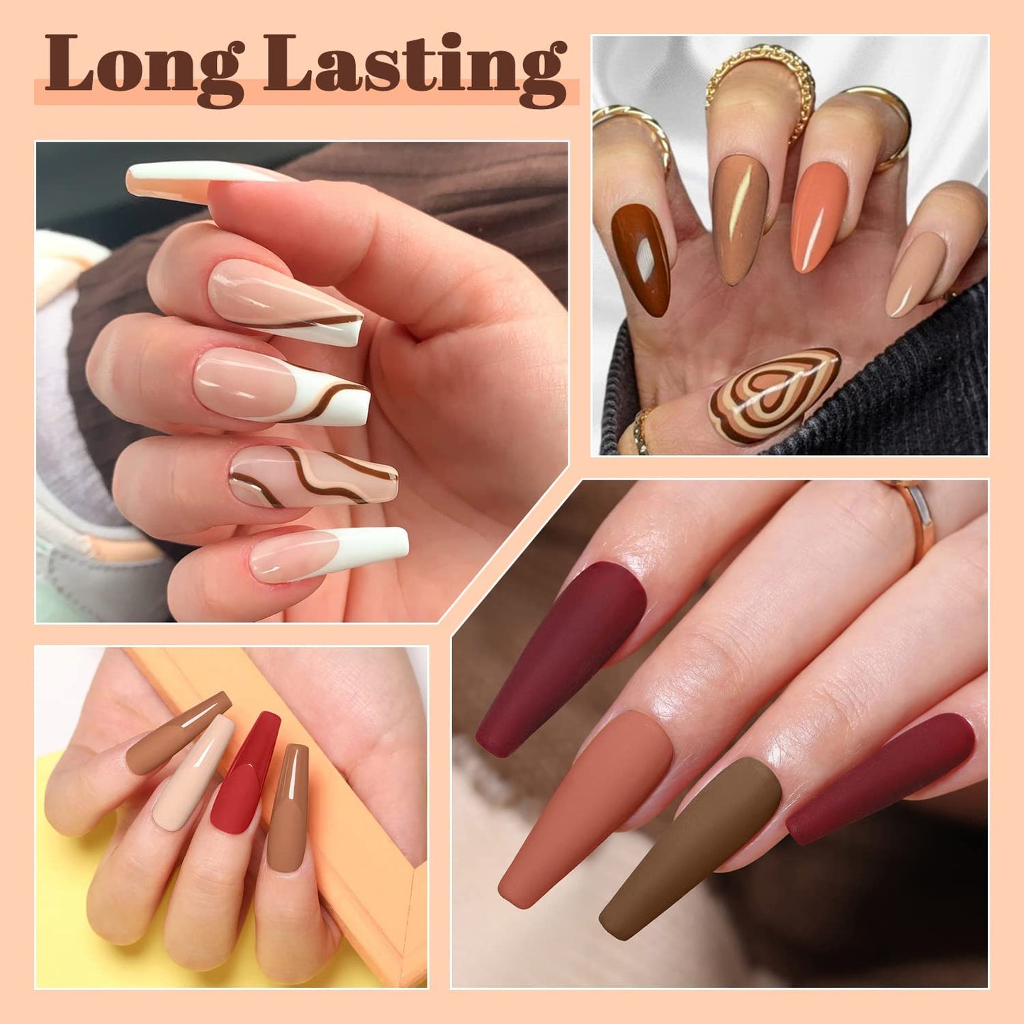 Lavender Violets 22 Pcs Dip Powder Nail Kit Starter - 16 Colors Nude Pinkish Brown Skin Tone with Base Top Coat, Activator, Brush Saver, Nail Buffer and Powder Brush M960B