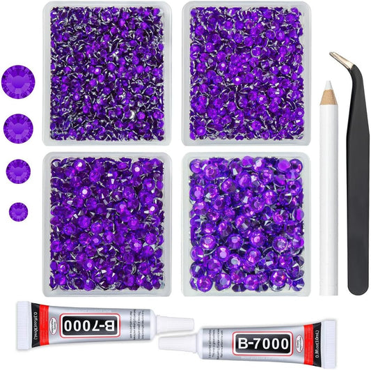 Mystique Purple Resin Crystal Rhinestones w B7000 Jewelry Glue for Bedazzling Crafting Flatback Stones 3mm 4mm 5mm 6mm Diamonds Crystals Gems Charms for Nails Face Eyes Makeup Tumblers Crafts