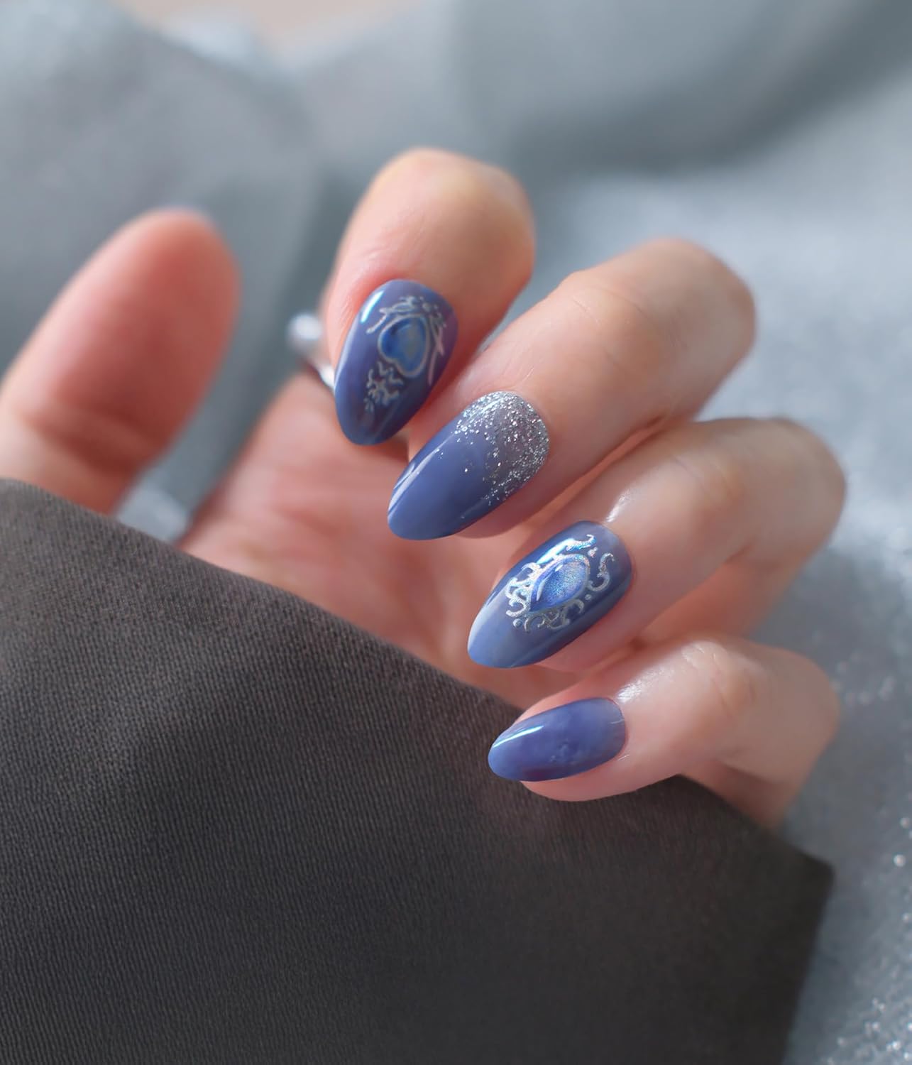 Nail Polish Strips - 22 Pcs Salon Quality Gel Nail Stickers - Long Lasting Wraps (Mystery of The Deep Blue)