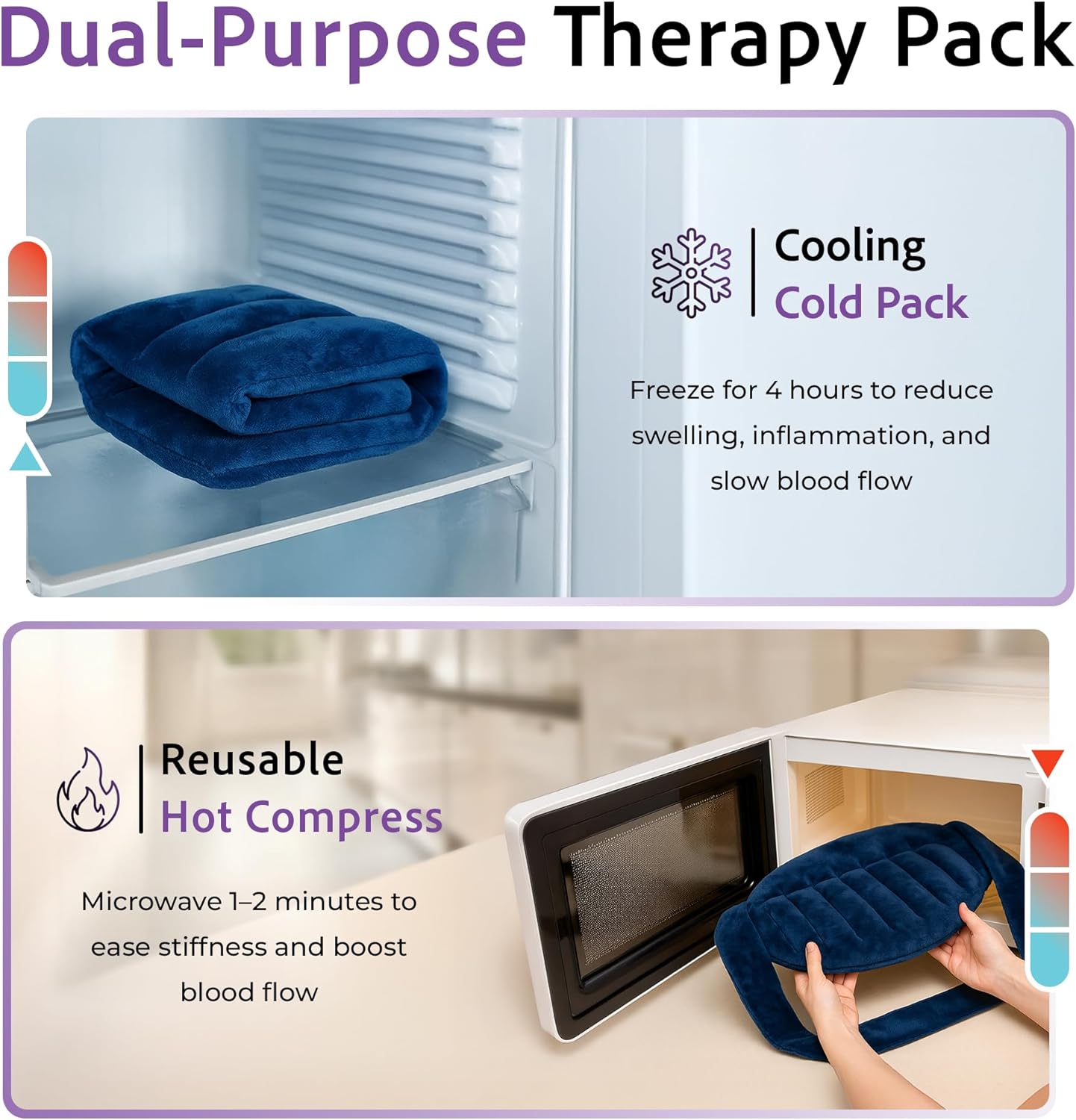 Microwavable Heating Pad for Back Pain Relief – Moist Heat Pack for Neck & Shoulders – Microwave Wheat Bag with Long Ties – Reusable Hot Cold Therapy Wrap for Cramps, Stress & Muscle Relaxation XL 71”