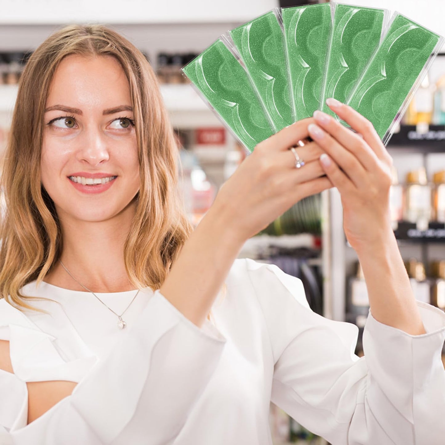 Premium Lash Display Cases - 30 Pack Customizable False Eyelash Storage Containers (Green)