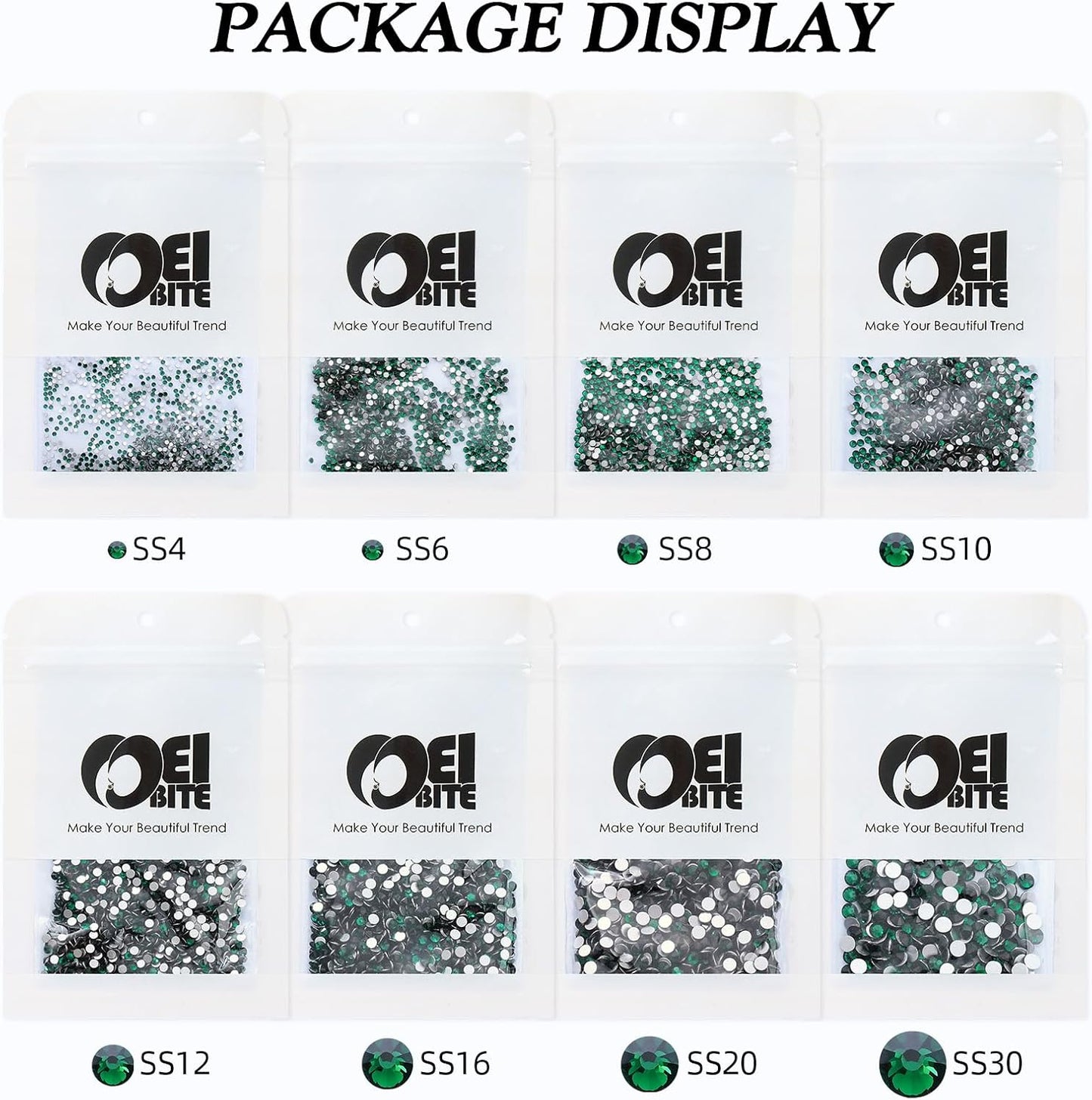 Malachite Green Flatback Rhinestones, Glass Rhinestones for Nail Art and Craft, Glue Fix, Loose Crystal Gemstones(Green, SS12, 1440pcs, 2.9-3.0mm)