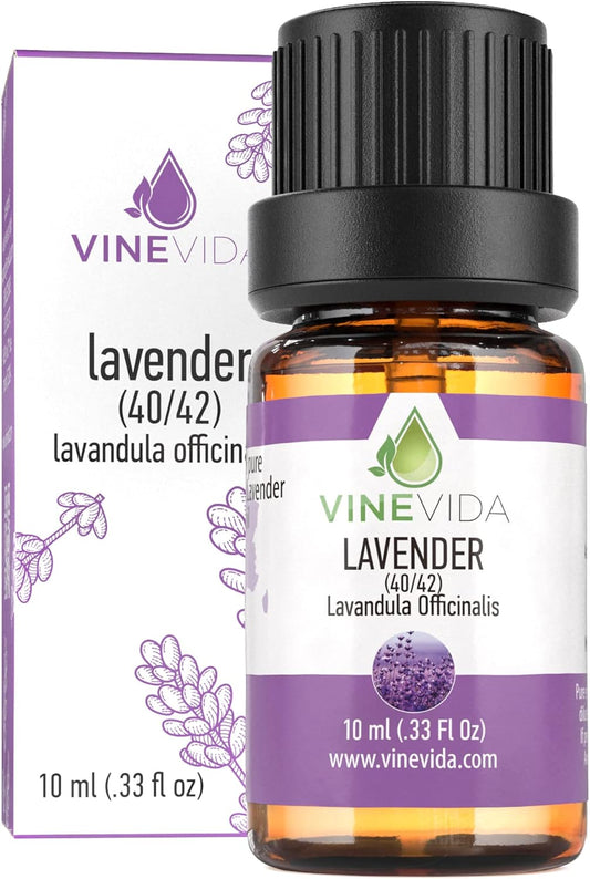 VINEVIDA Lavender 40/42 Essential Oil 10 mL - Undiluted Lavender 40/42 Oil 10 mL - Lavender 40/42 - DIY Candle Scents for Candlemaking - 10 mL Essential Oil for Soap Making (4OZV-OBP-LAV-4042-10ML)