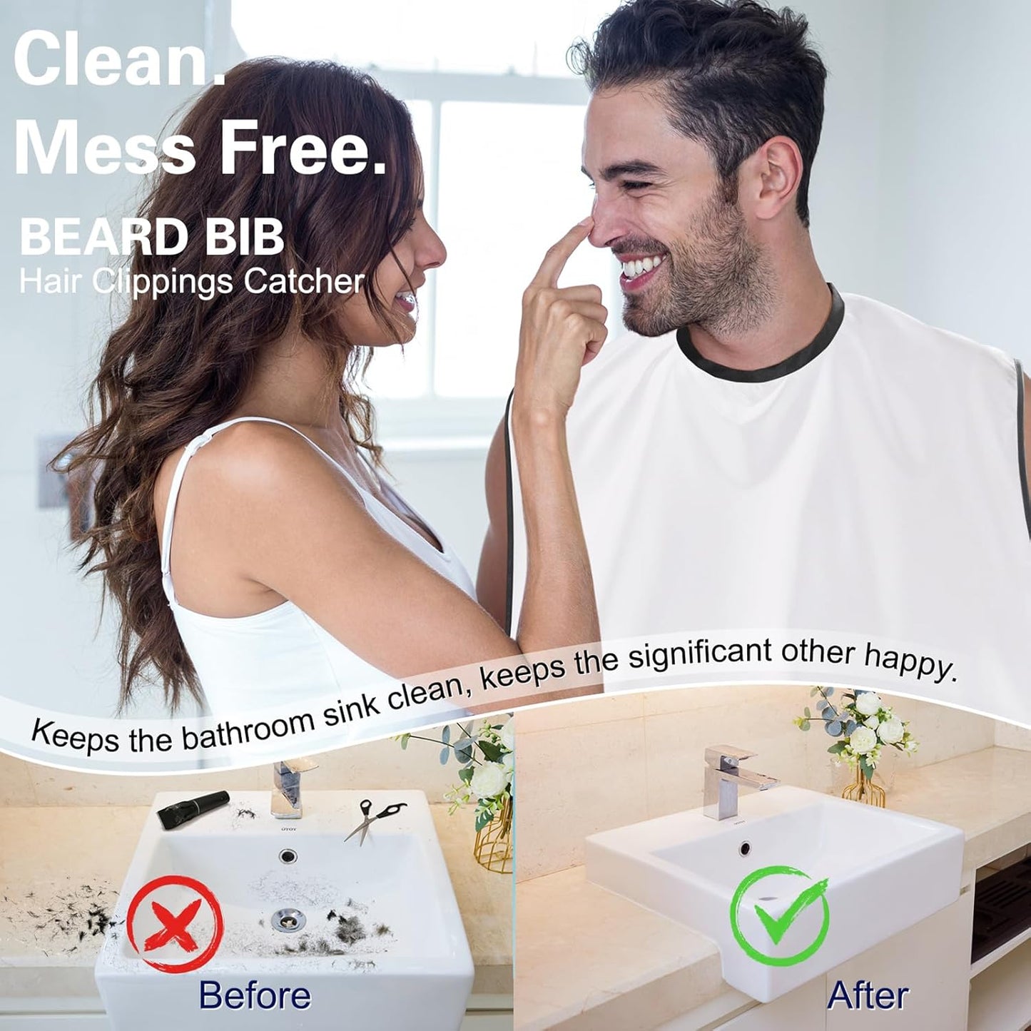 Beard Bib Apron, Adjustable Beard Trimming Hair Catcher, Christmas Gift for Dad