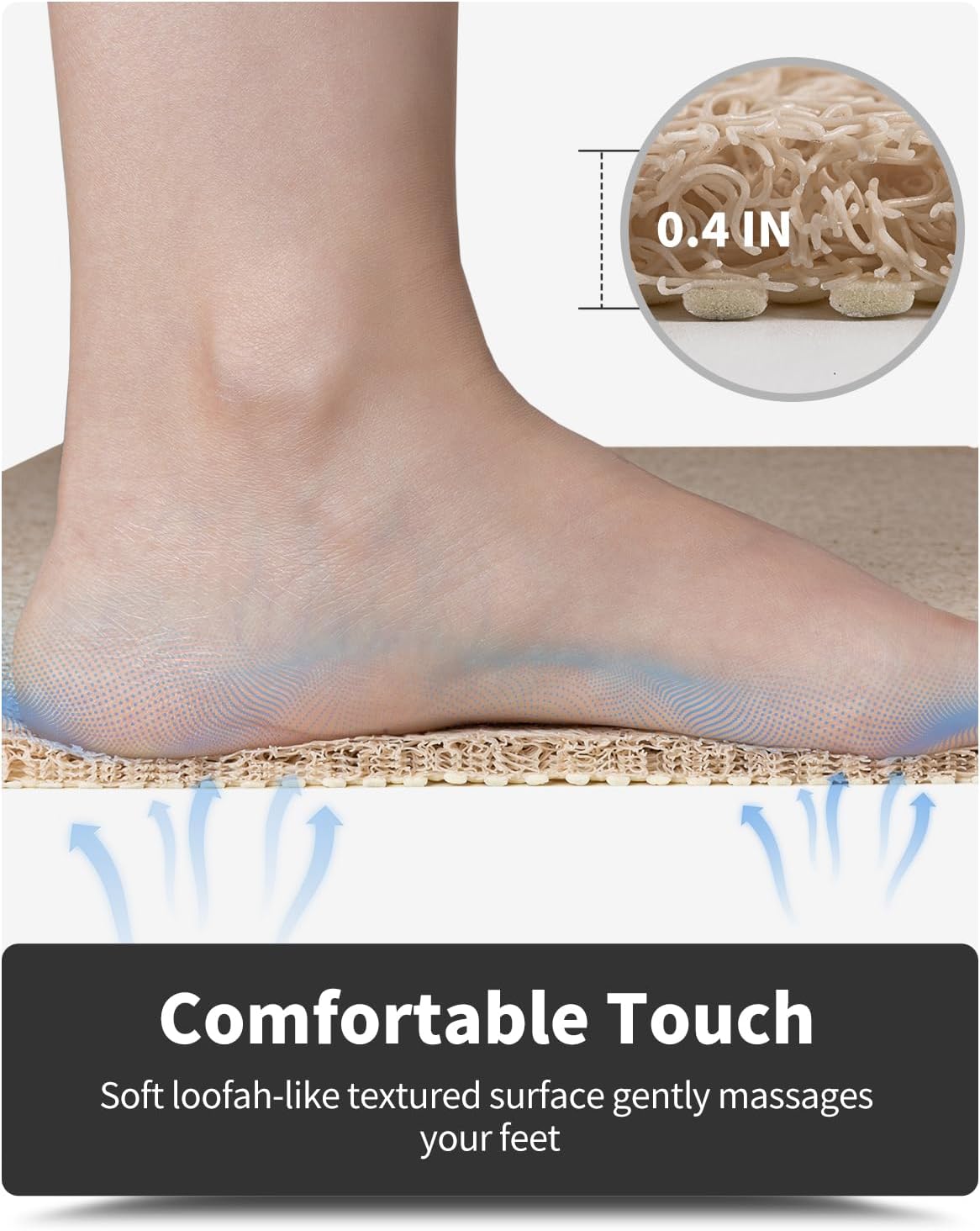 Non-Slip Bathtub Mat, 24x35 Inch, Shower Mats for Bath Tub, PVC Loofah Bathroom Mats for Wet Areas, Quick Drying