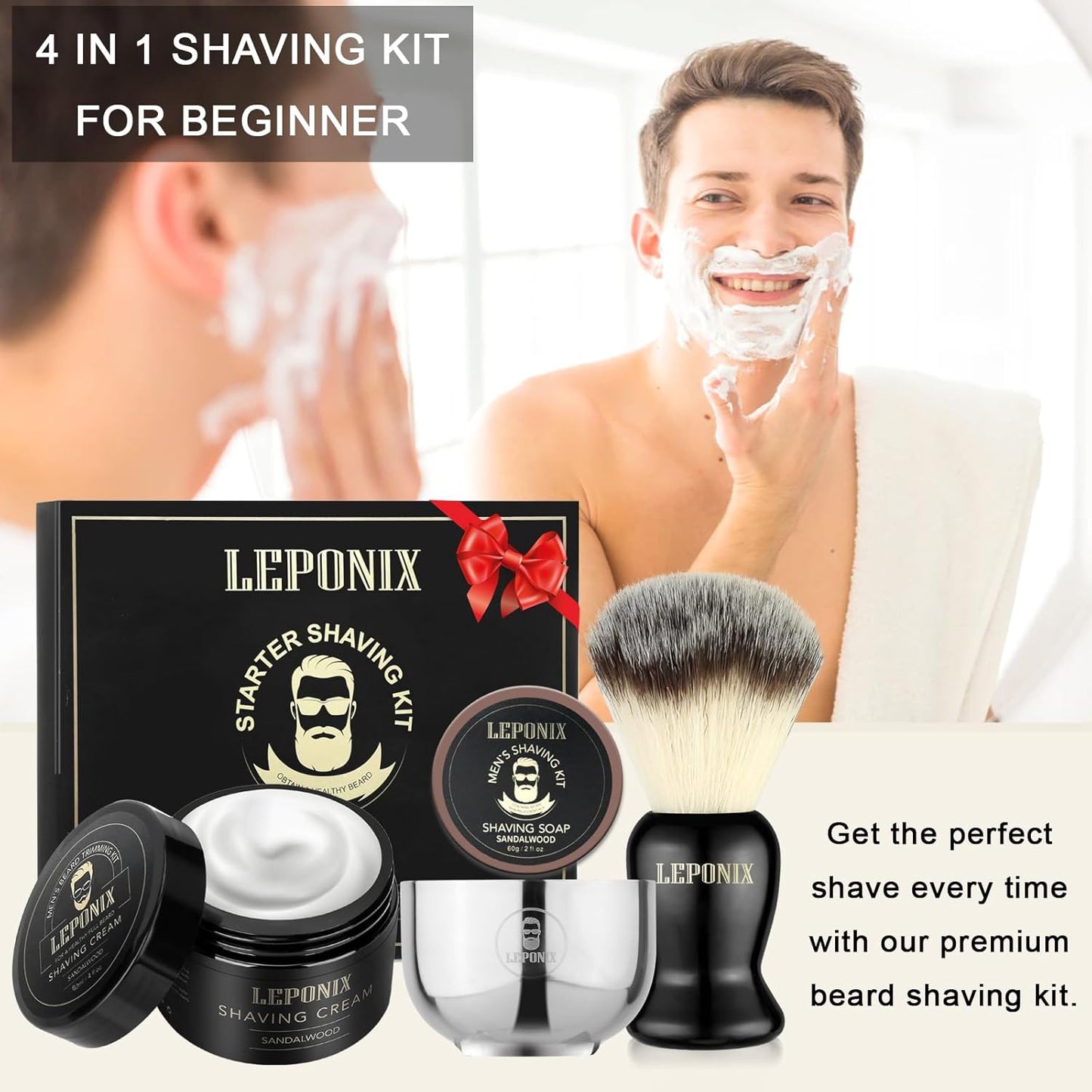 Shaving Kit for Men, Include Shaving Soap, Brush, Cream & Bowl – Premium Aftershave Gift Set for Him, Husband, Boyfriend – Ideal Stocking Stuffers & Grooming Essentials