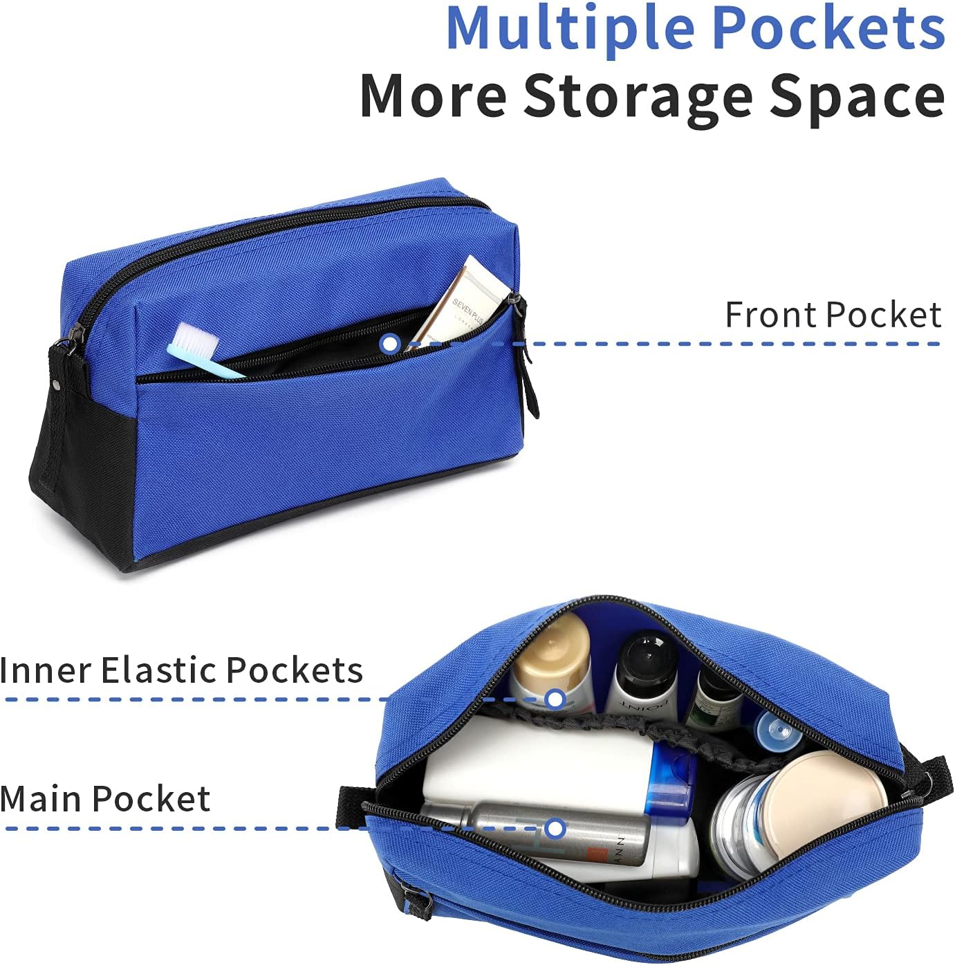 BuyAgain Toiletry Bag, Toiletry Travel Bathroom Bag Waterproof Cosmetic Make up Pouch Dopp Kit For Men or Women, Royal Blue