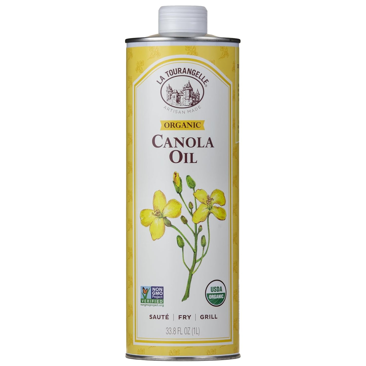 La Tourangelle, Organic Canola Oil, Expeller-Pressed Non-GMO Canola Seeds, Pesticide and Chemical Free, High Heat Neutral Cooking Oil, 33.8 fl oz