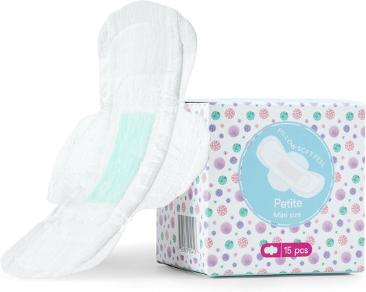 Teens Period Pads with Wings for Tweens, Organic Cotton Sanitary Pads for Teen Girls 9-14, Mini Petite, 90 CT