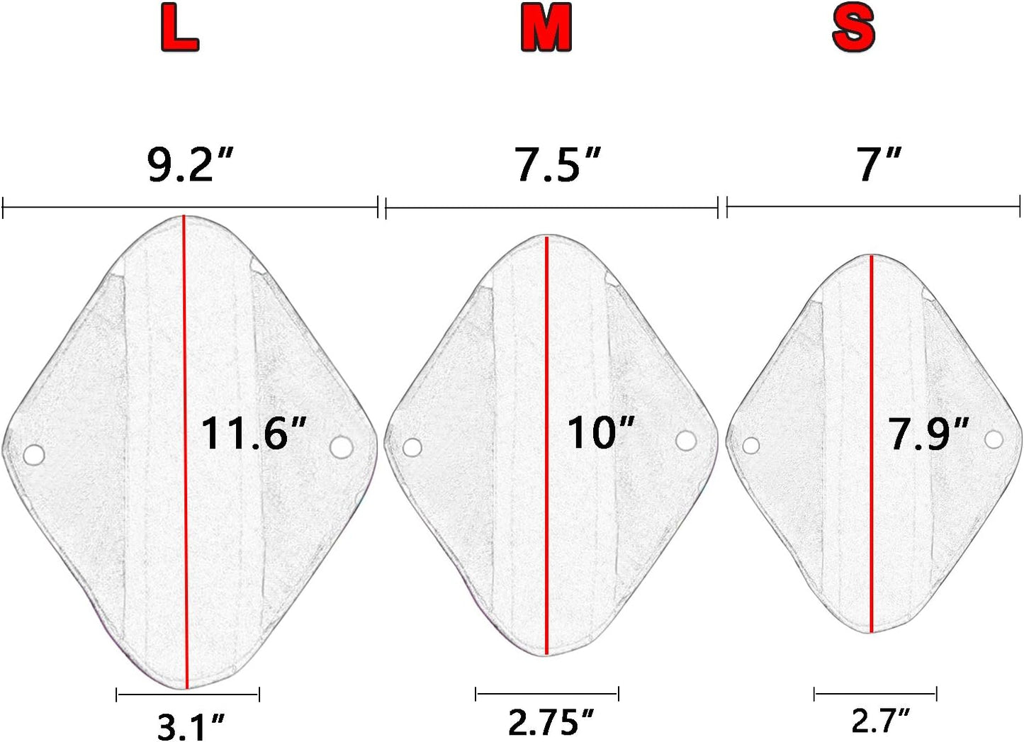 Teamoy 10pcs Cloth Panty Liners, Reusable Sanitary Pads with Wet Bag, Washable Cloth Menstrual Pads with Charcoal Absorbency Layers (Lemon Series, 3pcsx7.9+ 4pcsx10+ 3pcsx11.6)