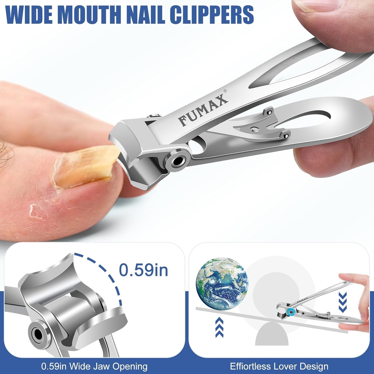 Toenail Clippers for Seniors Thick Toenails, Large Wide Opening Toe Nail Clippers for Men Thick Nails, Heavy Duty Sharp Slanted Nail Clippers Fingernail Clipper Gifts for Men Women