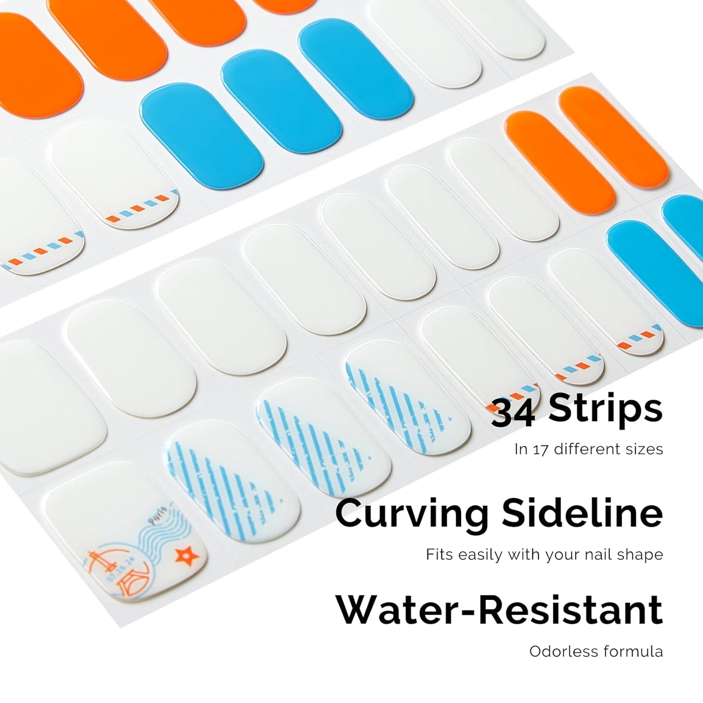 NAILOG Semi Cured Gel Nail Strips - 34 pcs | Buy 2 Get 1 UV Lamp | Long Lasting Nail Polish Sticker Wraps with Glossy Gel Finish, Send Me A Letter