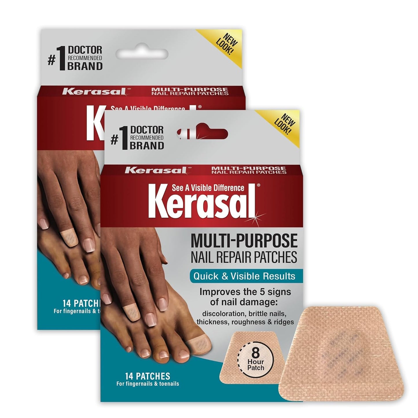 Kerasal Multi-Purpose Nail Repair Patches - 14 Count Twin Pack, Repair for Damaged Nails, 8-Hour Treatment Restores Healthy Appearance