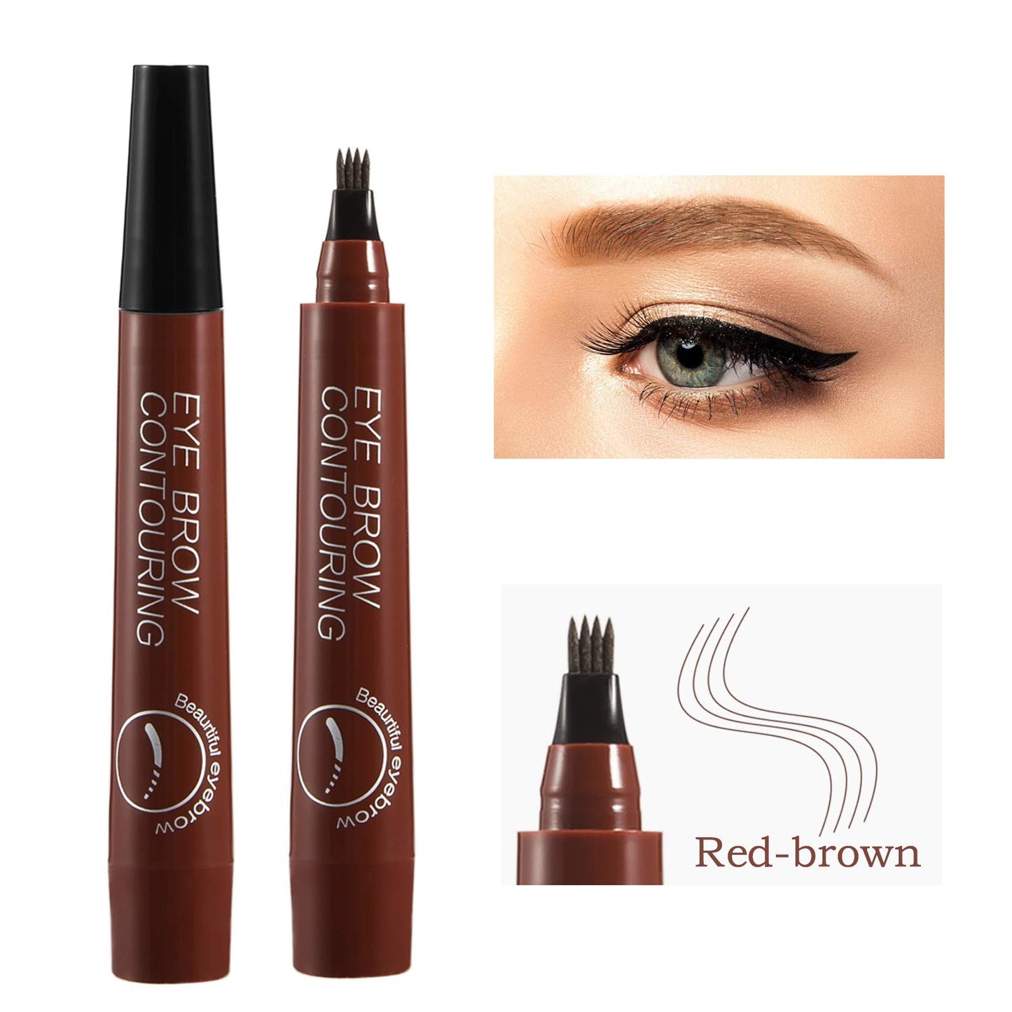 Liquid Eyebrow Pen, Waterproof Microblading Eyebrow Pencil with a Micro-Fork Tip Applicator, Creates Natural Looking Brows Effortlessly