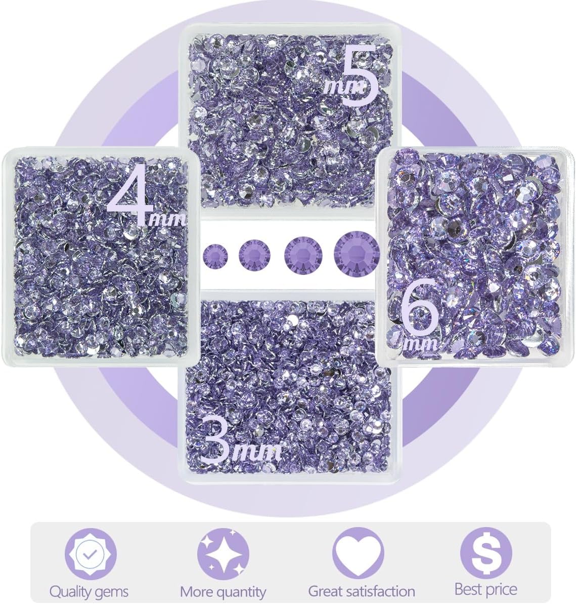 Light Purple Crystal Resin Rhinestones w B7000 Jewelry Glue for Bedazzling Crafting Flatback Stones 3mm 4mm 5mm 6mm Diamonds Crystals Gems Charms Supplies for Nails Face Makeup Tumblers Crafts