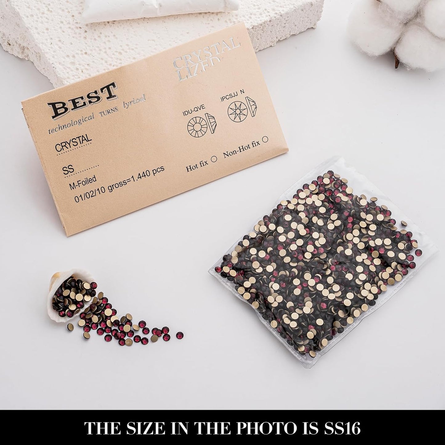 Novani Purple Rhinestones 1440pcs Flat Back Round Rhinestone Style 2088 Sparkly Crystal Gemstones for Nail Art and Crafting SS16,3.8-4.0mm