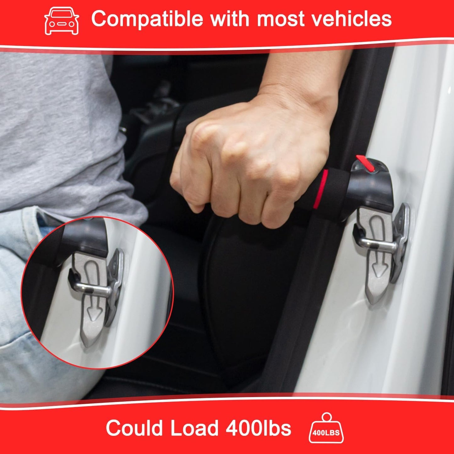 3 in 1 Car Door Handle for Elderly-Car Handle Assist - Vehicle Support - Standing Mobility Aid Tool -Door Latch for Seniors