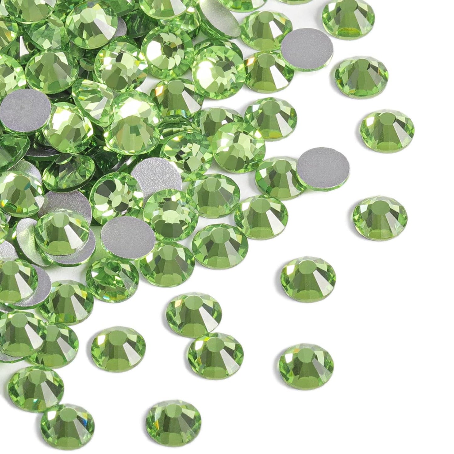 beadsland Flat Back Crystal Rhinestones Round Gems for Nail Art and Craft Glue Fix, Light Green (2.3-2.5mm) SS8/1440pcs