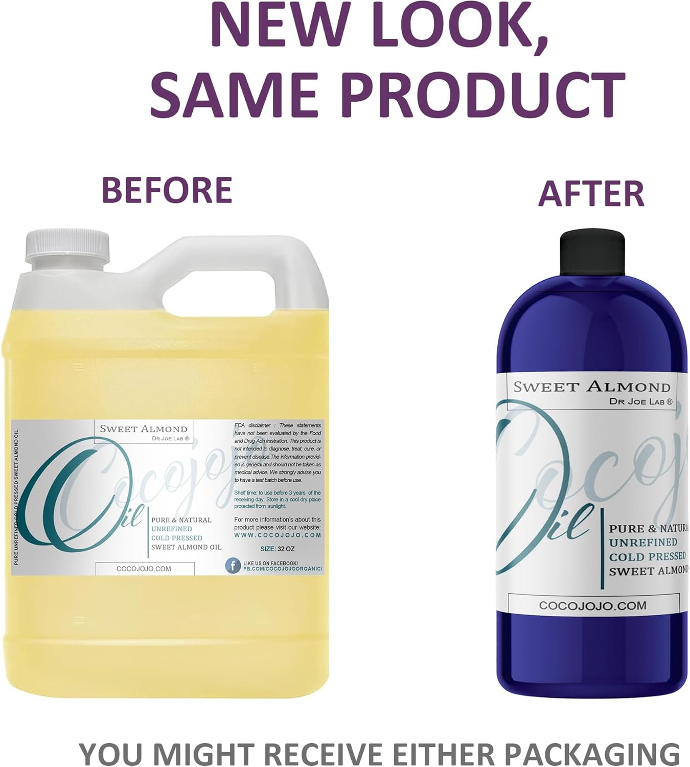 Dr Joe Lab Sweet Almond Oil for Hair, Sweet Almond Oil for Skin, Body, Nails, Pure Natural Cold Pressed Unrefined Extra Virgin Moisturizes & Nourishes - 32 Fl Oz - Packaging May Vary