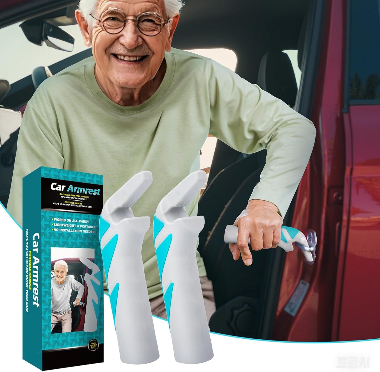 Car Handle Assist for Elderly Car Door Handle: Car Grab Handles - Standing Mobility Safety Tip to Help Get Out - Car Support Handle Portable Bar for Elderly & Seniors & Handicap - 2Pack