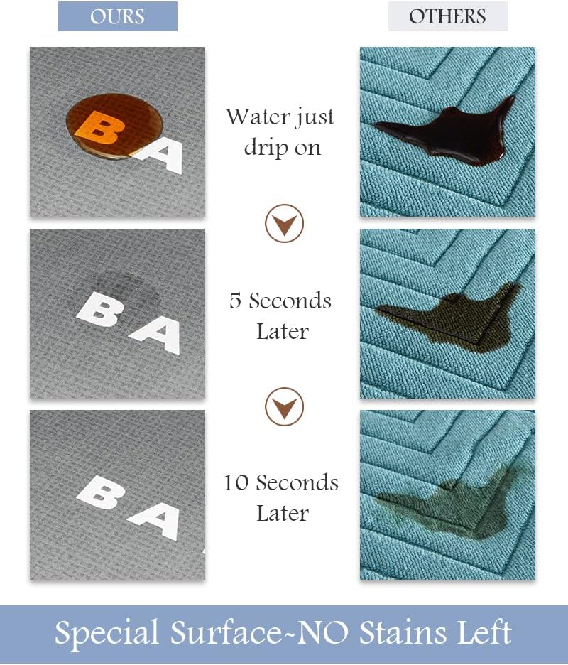 MontVoo-Bath Mat Rug Long Non Slip Super Absorbent Bathroom Runner Stain Resistant Quick Dry Thin Bathroom Mat Fit Under Door-24"x70",Gray