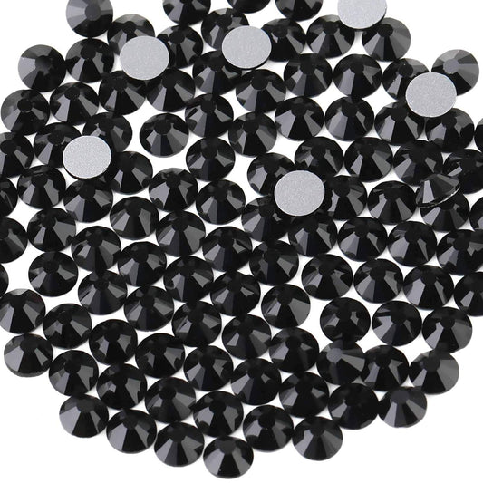 beadsland Flat Back Crystal Rhinestones Round Gems for Nail Art and Craft Glue Fix, Black, (2.9-3.0mm) SS12/1440pcs