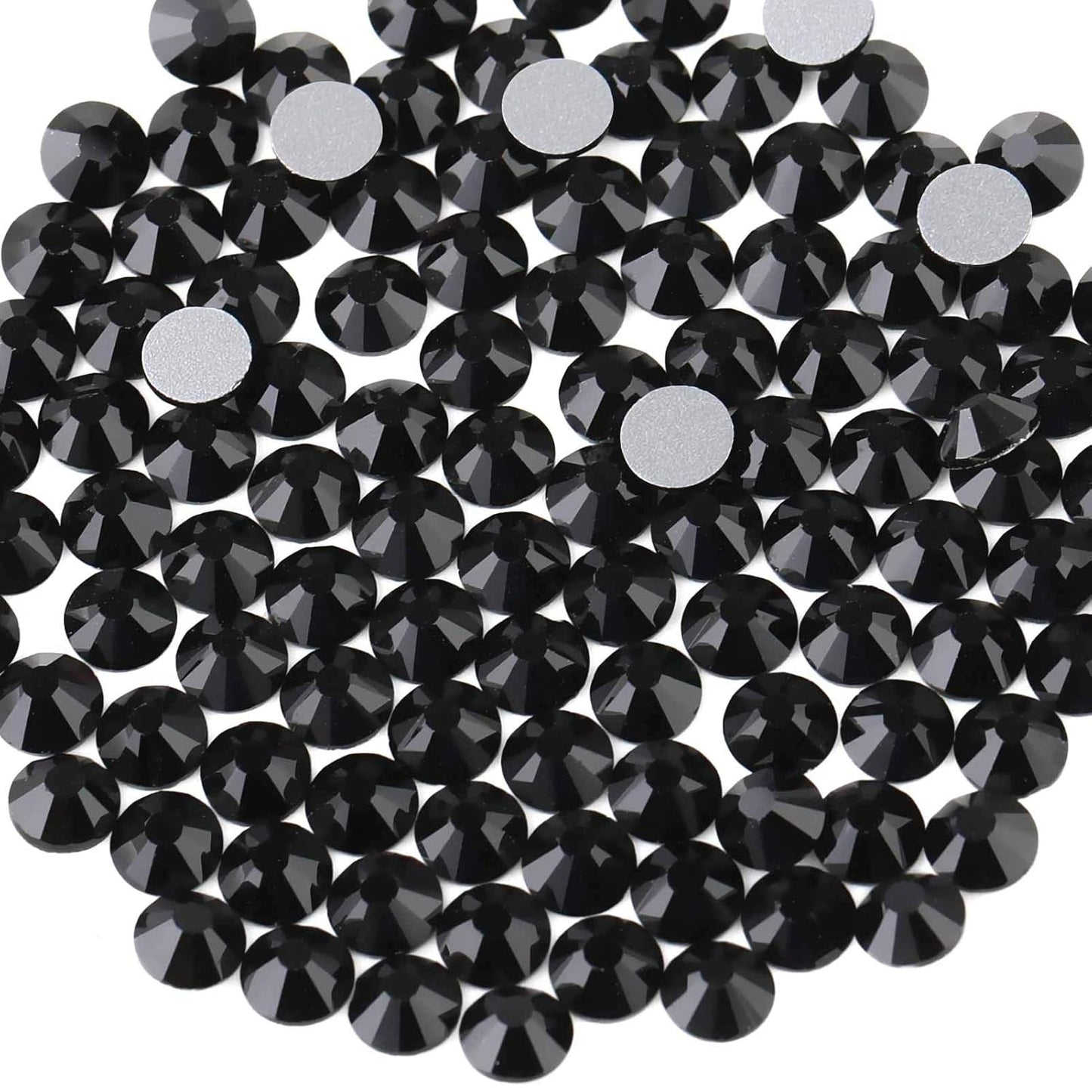 beadsland Flat Back Crystal Rhinestones Round Gems, Black (2.3-2.5mm) SS8/1440pcs