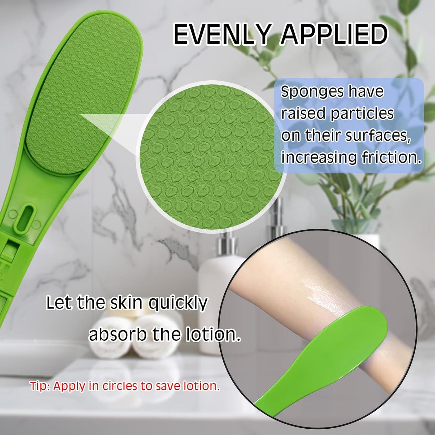 SFFTCYY&ZGTJ Back Scratcher for Women,Tanning mitt,Lotion applicator for Back,Back Washer,Foldable,Portable,Handicap Accessories for Daily Living,Lotion Back applicator,Green