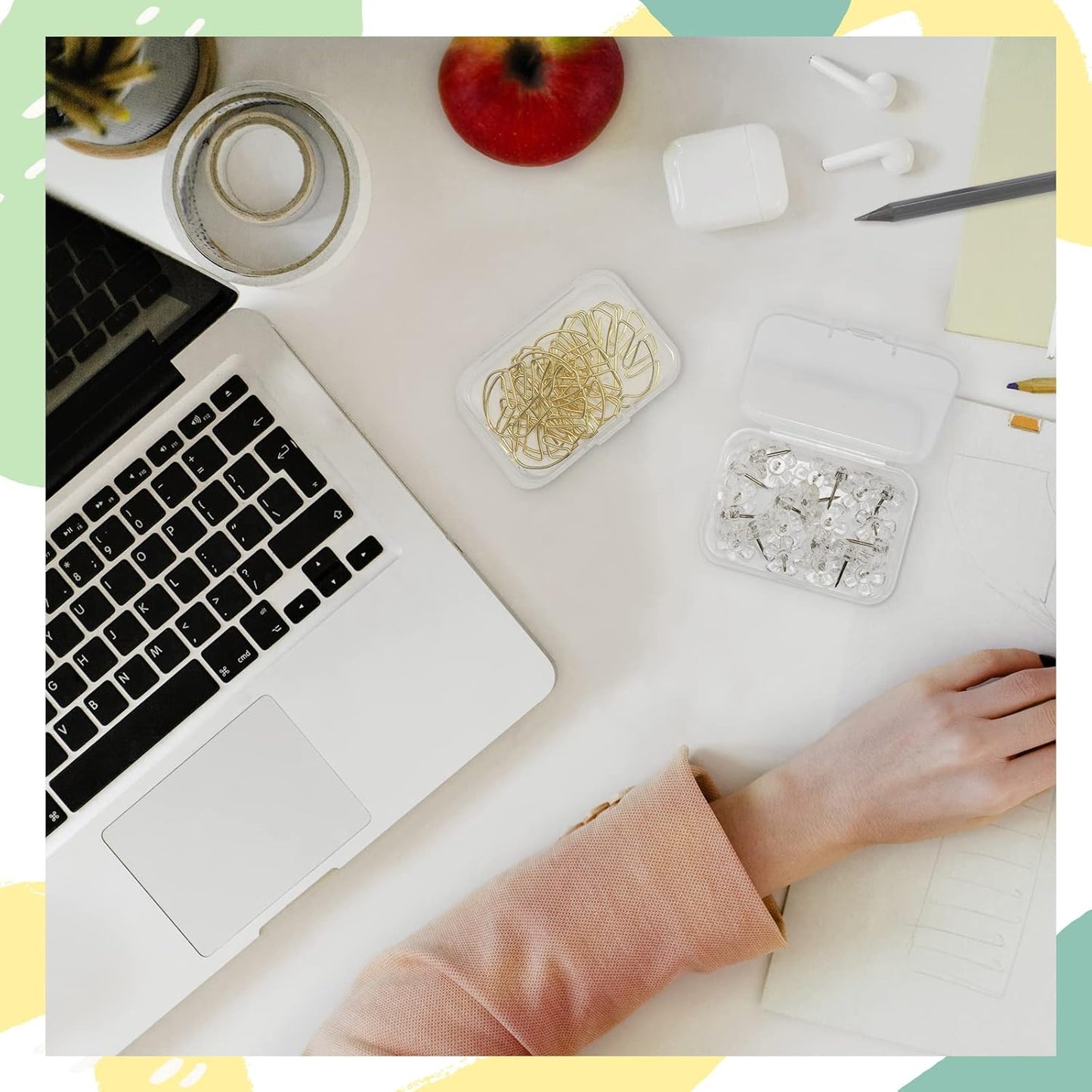 ISKYBOB 6 Packs Rectangle Small Clear Plastic Storage Containers Box Case with Hinged Lid Crafts Organizer for Crayons, Bobby Pin, Beads (2.6 x 1.8in)