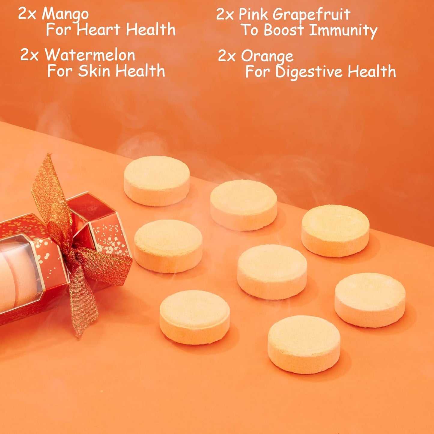 Shower Steamers Gifts for Women & Men - Orange, Watermelon, Mango, Pink Grapefruit Essential Oils Scented Aromatherapy Bath Bombs, Nasal Congestion Relief Shower Tablets, Birthday Gifts