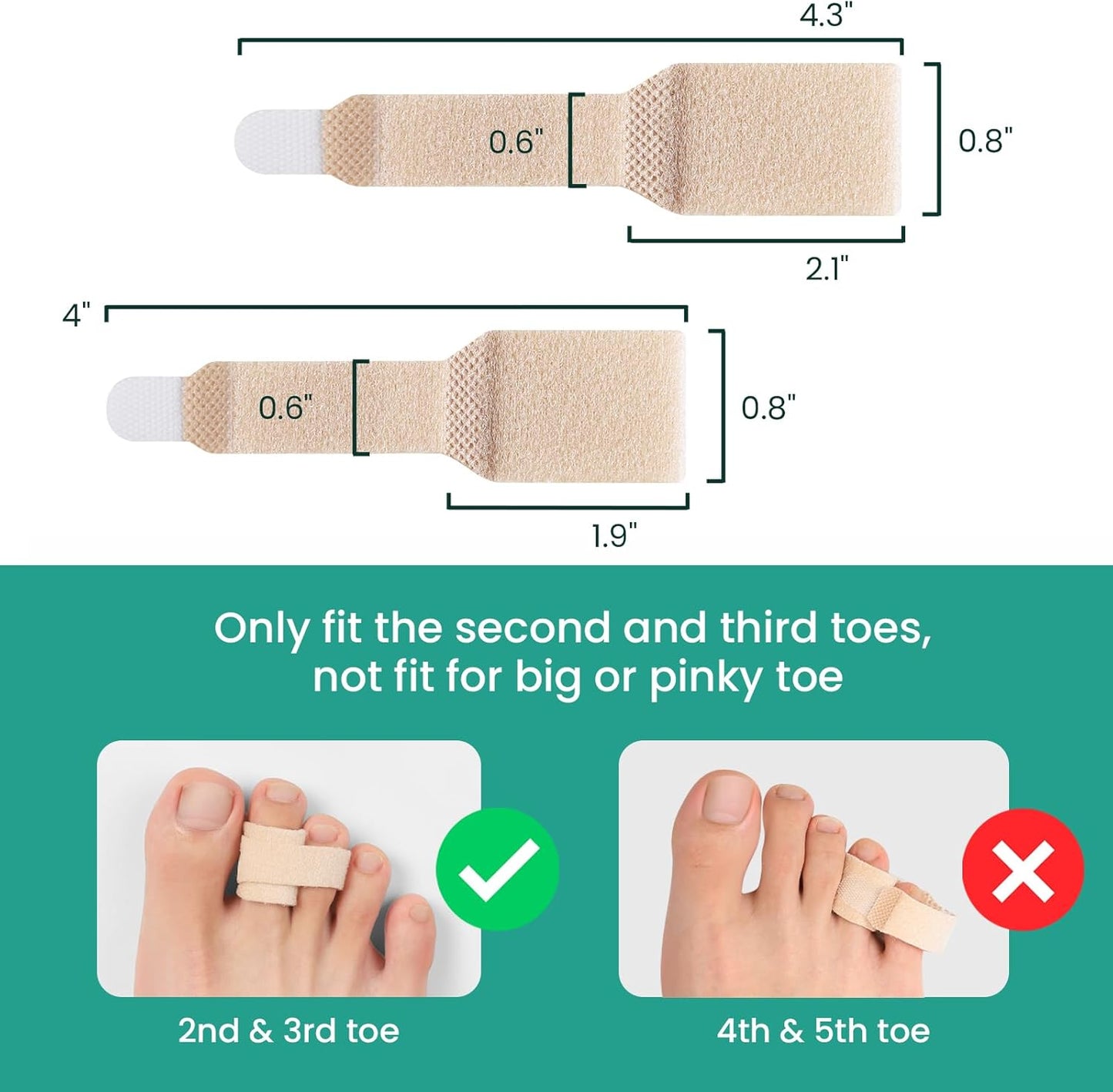 Welnove Hammer Toe Straightener - 8 Pack Broken Toe Wraps - Hammer Toe Corrector for Women - Toe Splints for Crooked Toes, Curled Toes, Bent Toes - (Multi-Size, Beige)