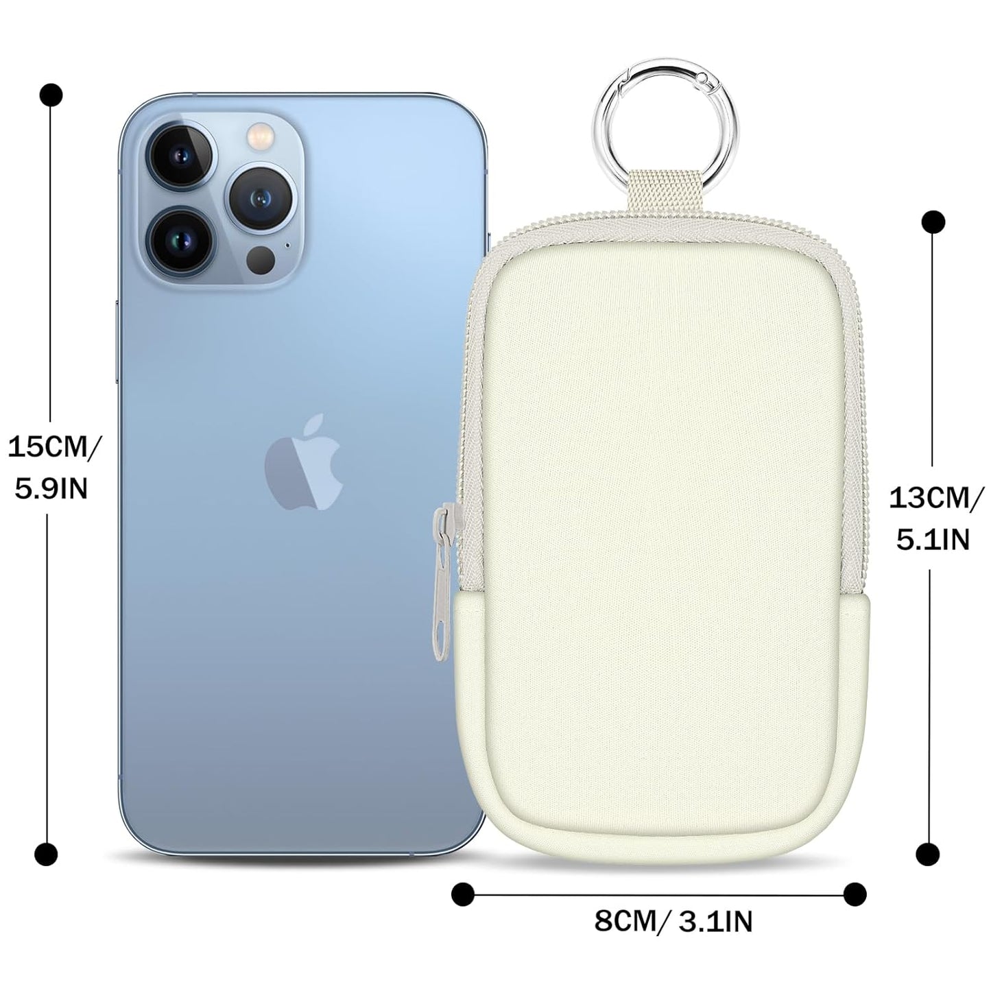 Hand Sanitizer Spray Case, Hand Sanitizer Holder Zippered Pouch, Cute Fashion Accessory with Snap Hook for Glow Mist and Power Mist 1FL OZ, White