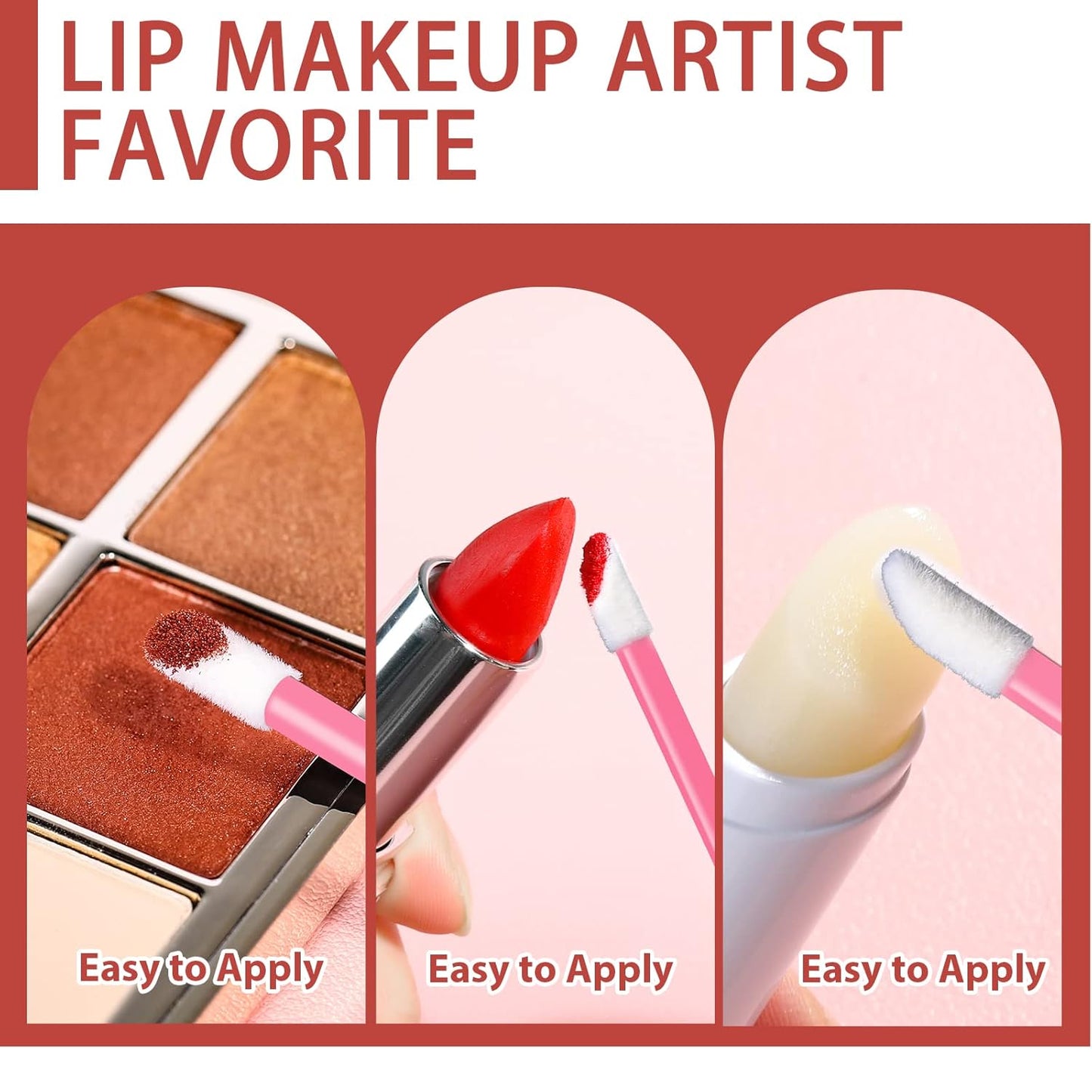 Teenitor 600 Pcs Lip Applicators Disposable Lip Brush, Lip Wands Applicators, Lipstick Applicators Disposable Doe Foot Applicator Lip Brush Wands Pink