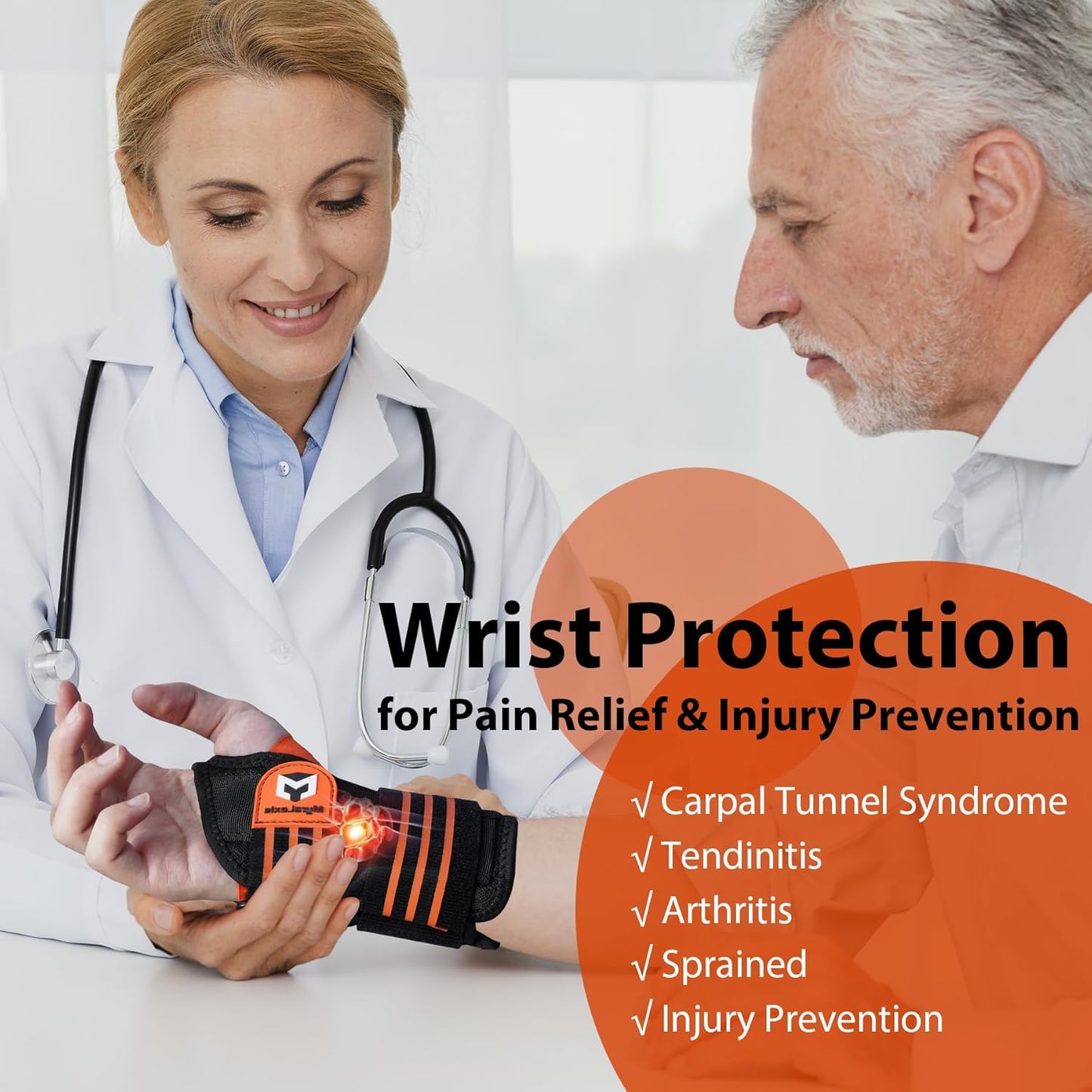 2 Pack Carpal Tunnel Wrist Brace [2025 Upgraded Adjustable Straps & Elastic Thumb Hole] Soft Breathable Night Support Wrist Brace for Pain Relief Tendonitis, Sprain, Arthritis - Left & Right (Size:S)